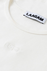 Laagam White embroidered logo T shirt