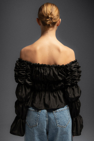 Laagam Sadie black ruched blouse