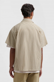 Olaf Hussein Boxy seersucker stripe shirt