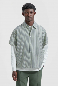 Olaf Hussein Boxy seersucker stripe shirt s