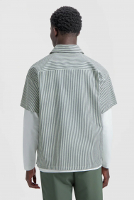 Olaf Hussein Boxy seersucker stripe shirt s