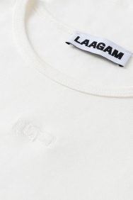 Laagam white-embroidered-logo-t-shirt