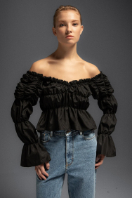 Laagam sadie-black-ruched-blouse